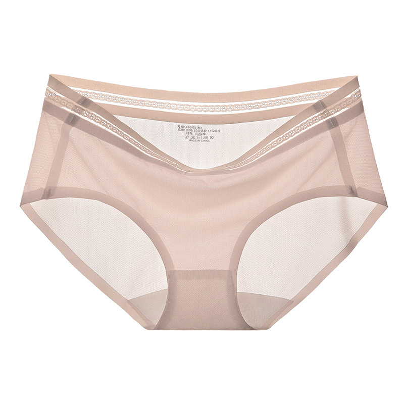 简约撞色系柔软亲肤内裤女士舒适透气冰丝茶多酚抗菌裆三角裤