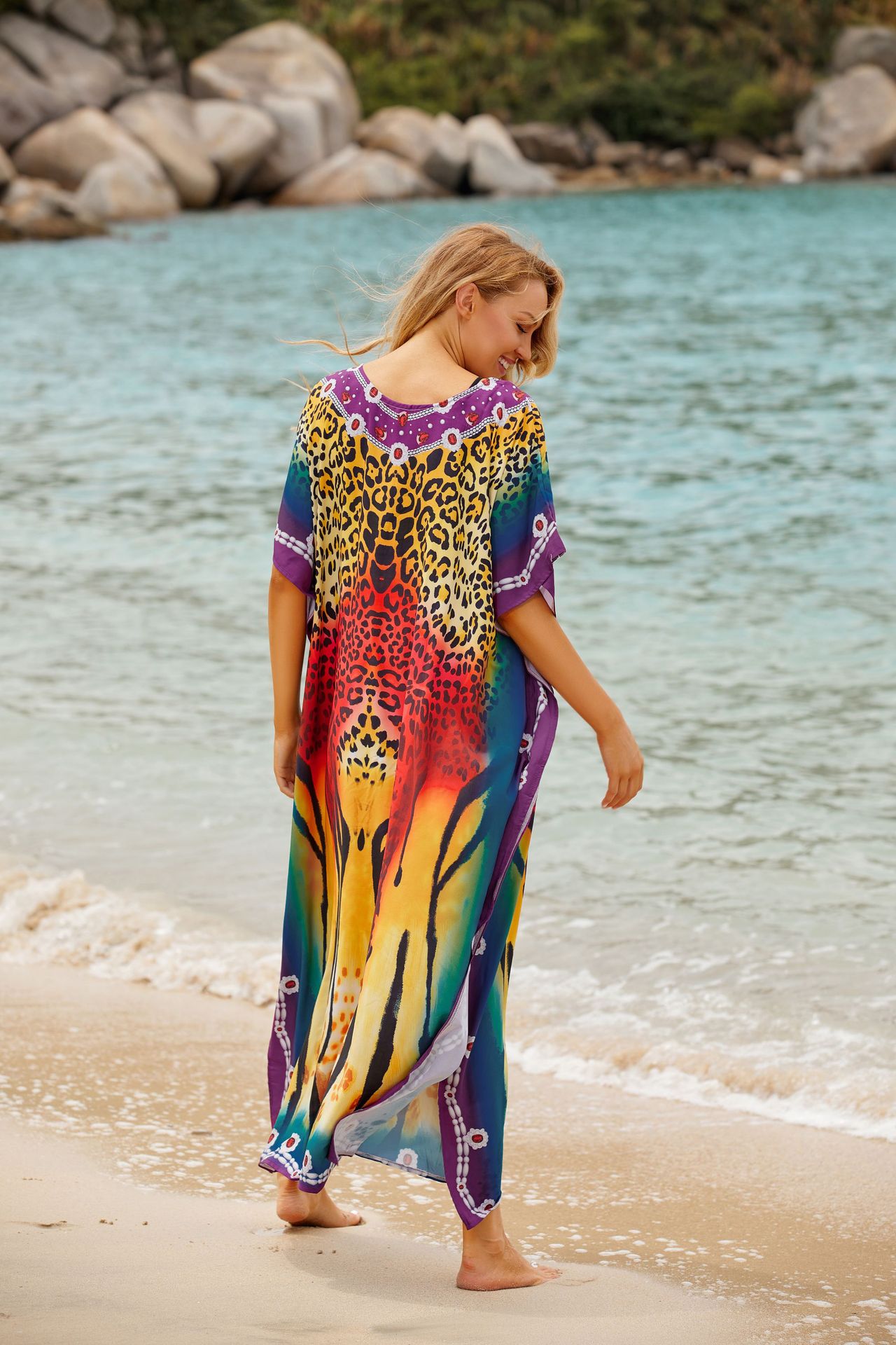 沙滩罩衫速干度假比基尼长袍防晒衫跨境亚马逊546