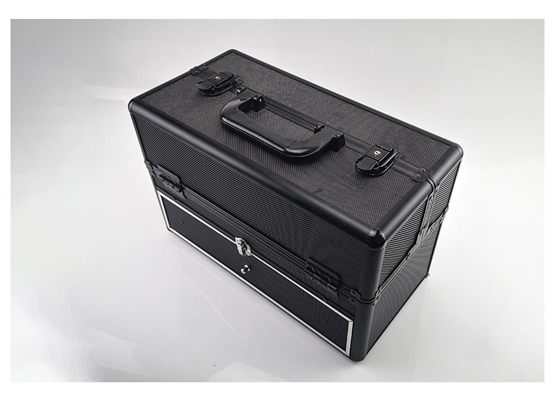 带抽屉手提工具箱 多层美甲箱纹绣师铝合金手提工具箱家用箱包