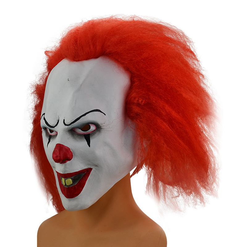 万圣节恐怖乳胶面具 红发小丑回魂 影视道具恐怖惊悚小丑头套