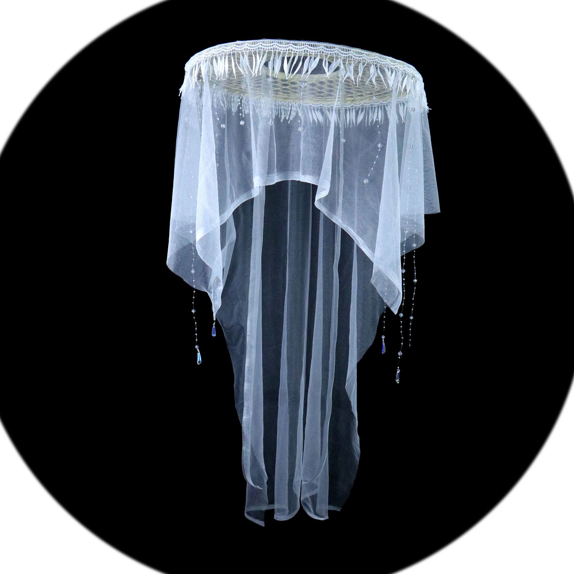 贰玥新品帷幔斗笠 汉服饰品写真道具重工水晶斗笠帽幕篱防晒飘逸