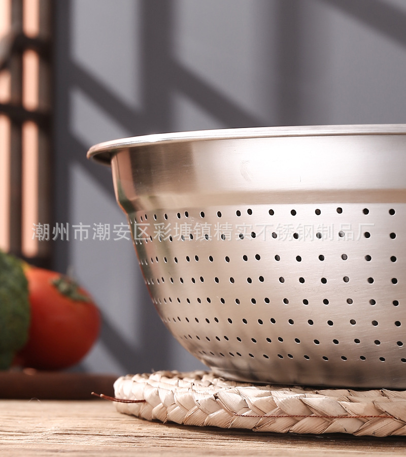 加厚圆形304不锈钢盆漏水盆洗米筛淘米器厨房洗菜盆沥水篮水果篮