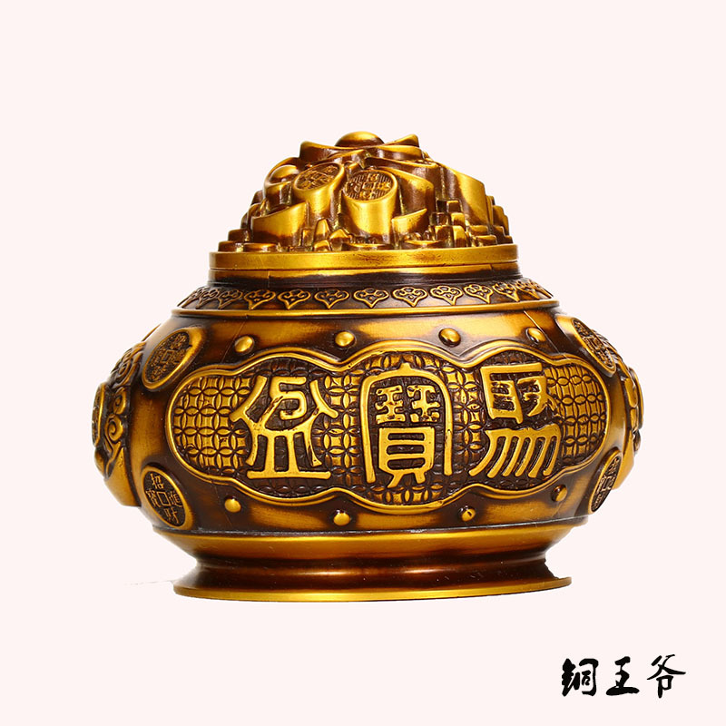 直供精工礼品铜制聚宝盆 金玉满堂 工艺品家居办公开业装饰品摆件