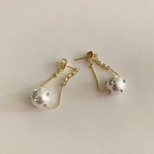 韩国东大门同款耳环女 珍珠镶钻气质百搭锆石耳坠前后戴耳钉耳饰