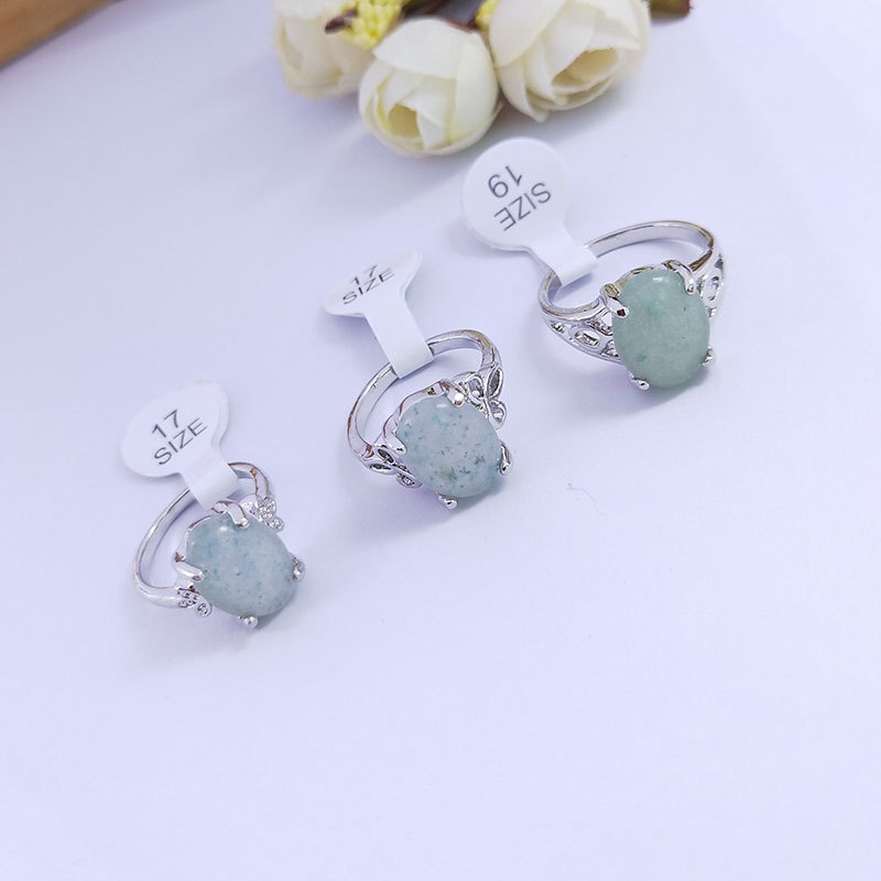 Factory Spot Direct Sales Mixed Natural Stone Light Green Ring Simple Girl Bracelet E-Commerce Foreign Trade Ornament Wholesale