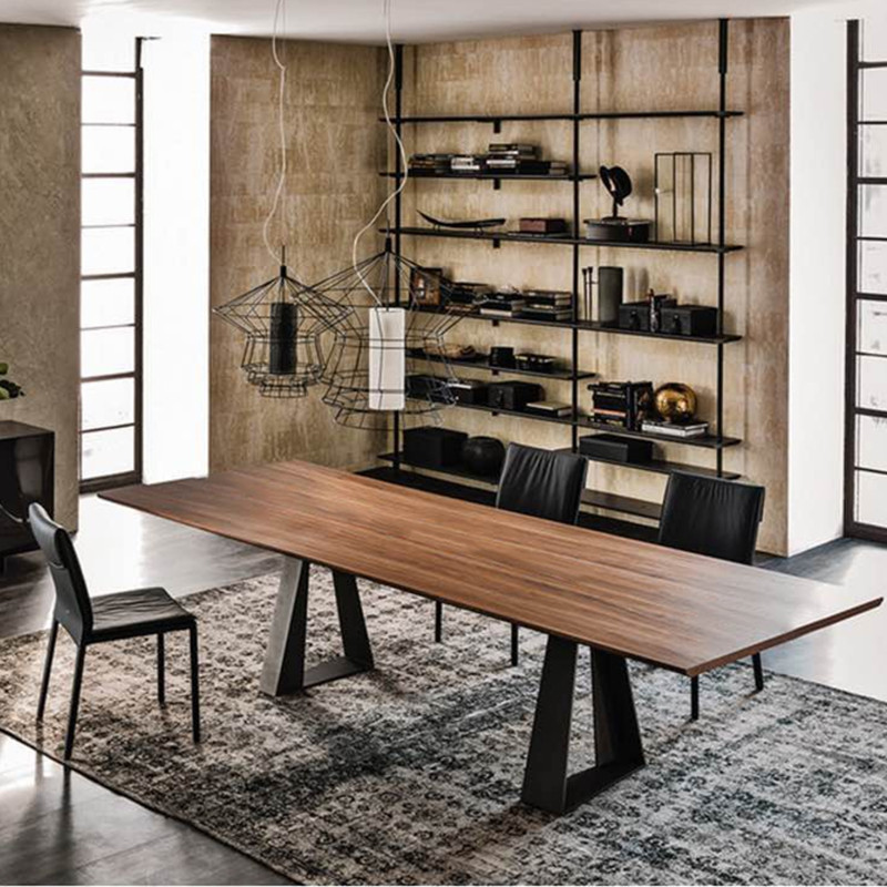 美式实木会议长桌设计师工作台工业风创意个性复古休闲铁艺桌子