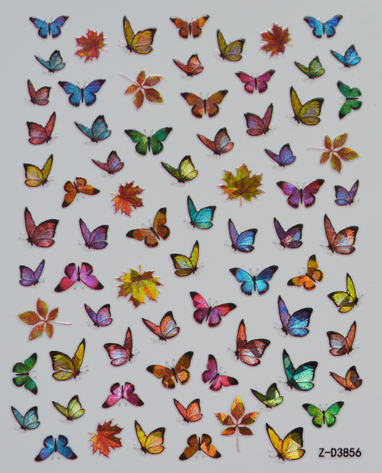 2020厂家直销新款美甲镭射蝴蝶贴纸ins蝴蝶贴花带背胶