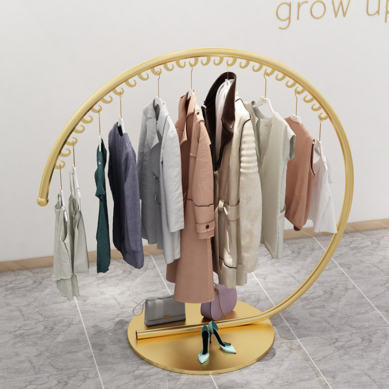 Clothing Store Display Rack Women's Clothing Store Shelf Floor Hanger Silver Shelf Clothing Display Rack Side Hanging Zhongdao Shelf