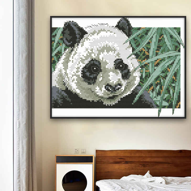 欢乐99印花十字绣清晰印花十字绣批发国宝大熊猫纯棉布好品质保证