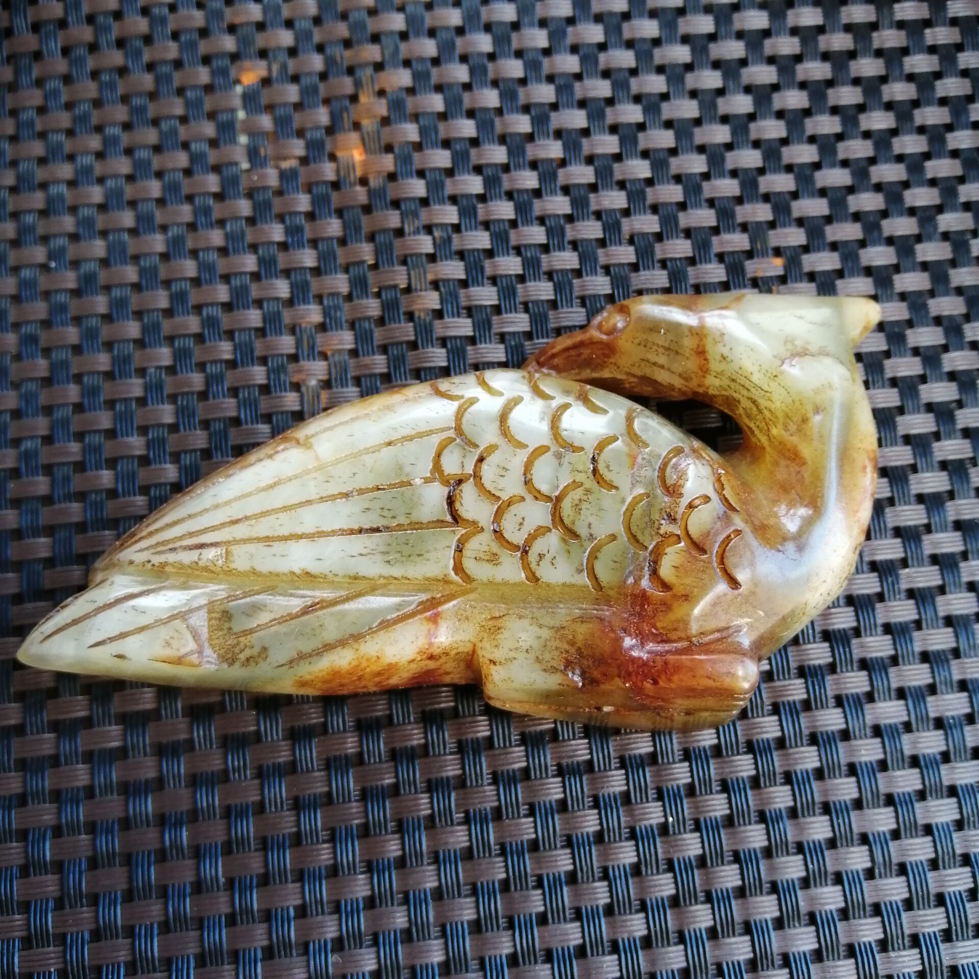 古玉老玉仿古和田玉青海料动物杂件手把件鱼孔雀仿古和田玉手把件