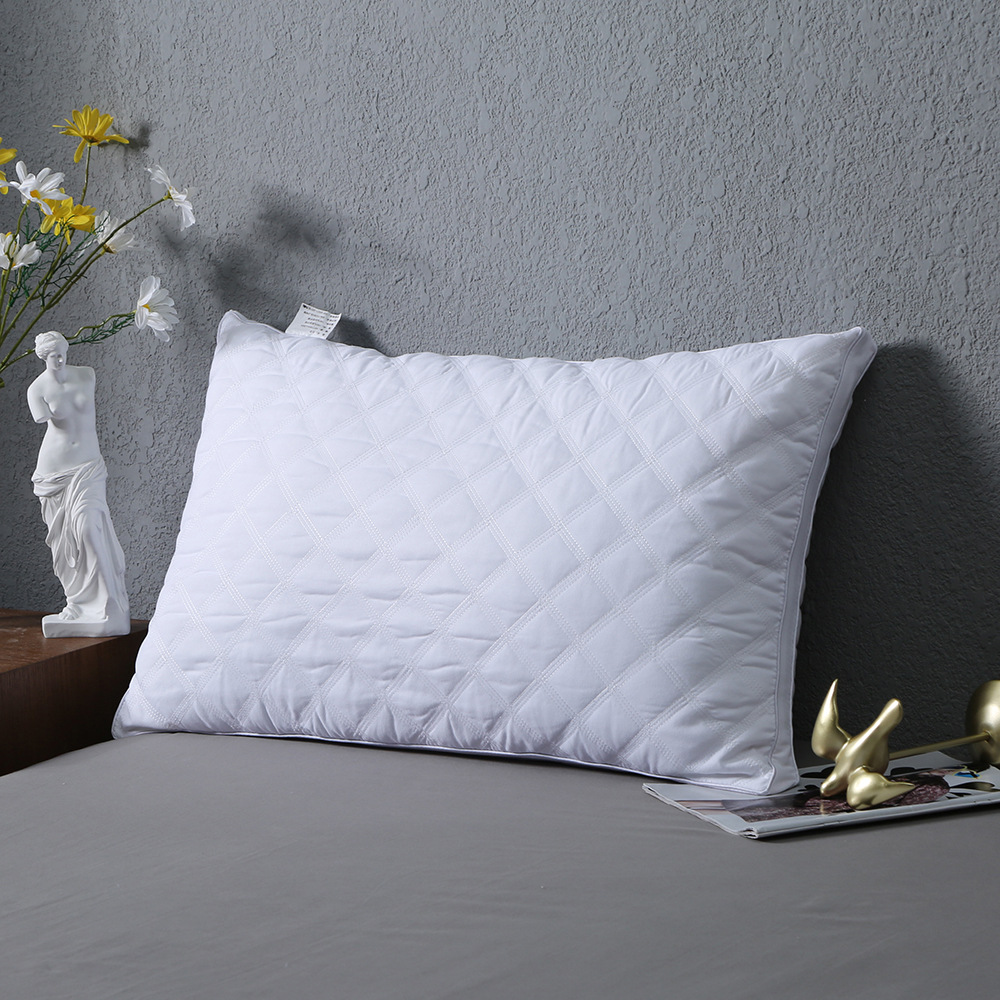 酒店纯色枕头 绗缝立体加厚磨毛酒店白色枕芯