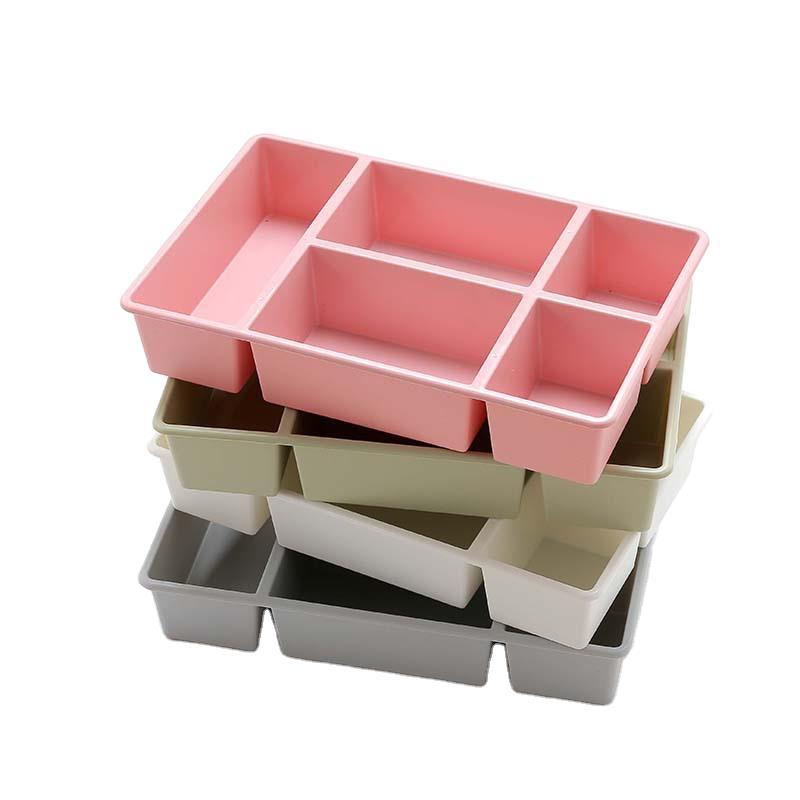 Desktop Cosmetics 5 Grid Storage Box Makeup Brush Finishing Box Kitchen Seasoning Can Storage Box Factory Direct Sales Wholesale