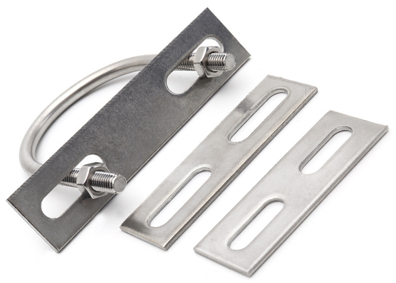304不锈钢u型卡挡板 管卡挡片 方形垫片 u型螺丝螺栓挡板 管夹-阿里巴