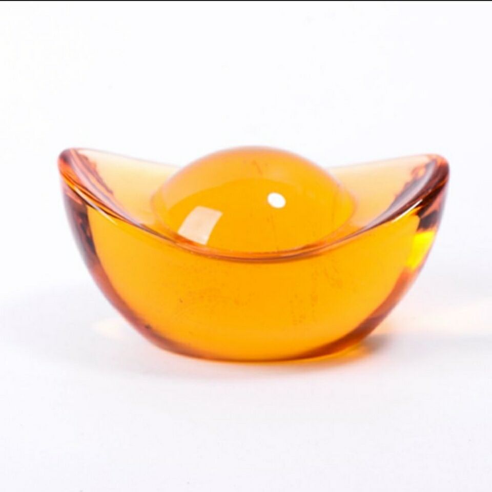 黄水晶元宝进宝摆件大小金元宝琉璃元宝礼品风水家居批发