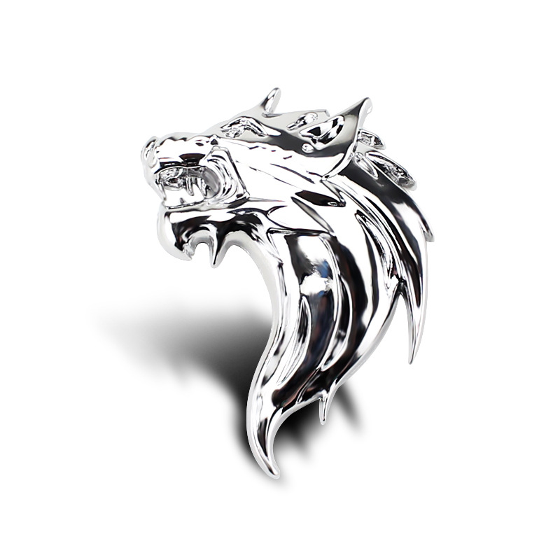 狼图腾徽章汽车个性 金属车贴 改装车侧标狼头贴标3d划痕狼标