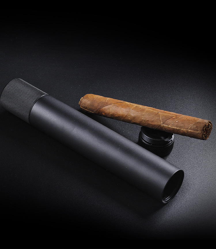 三合一锌合金雪茄管带雪茄架 烟丝仓 多功能雪茄保湿管旅行便携