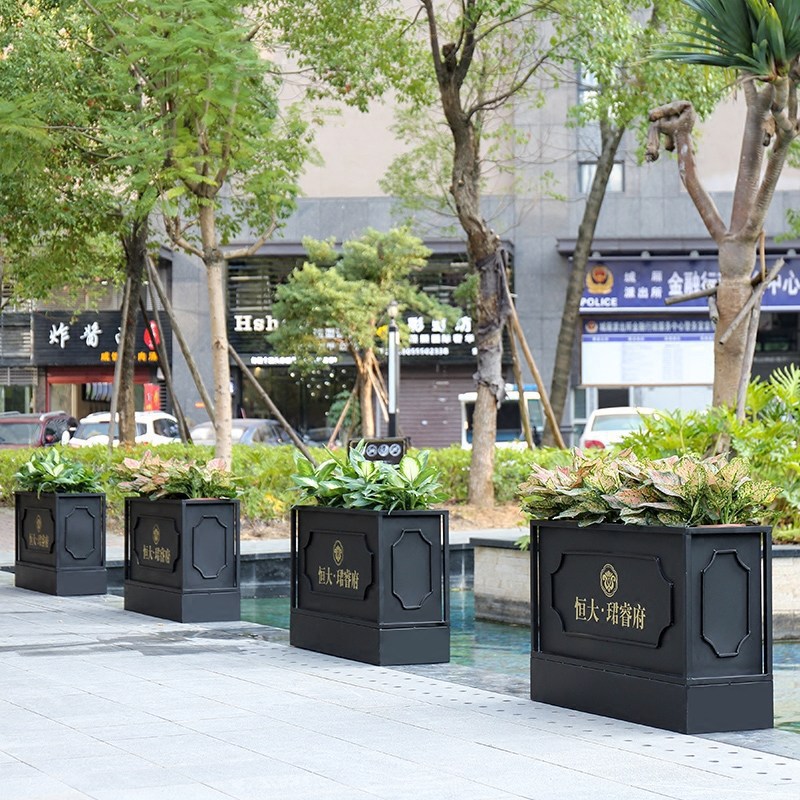 别墅户外铁艺景观花箱售楼部长方形花盆架隔断大型园艺落地式花槽