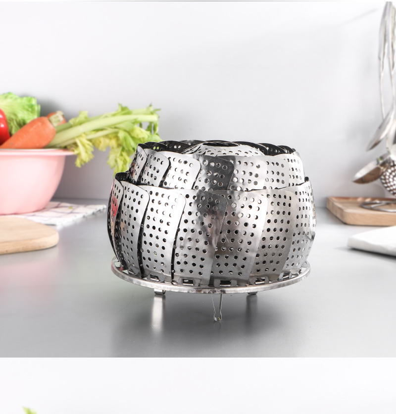 加厚不锈钢蒸架可伸缩折叠蒸笼盘蒸屉蒸格多功能水果篮家用蒸盘器