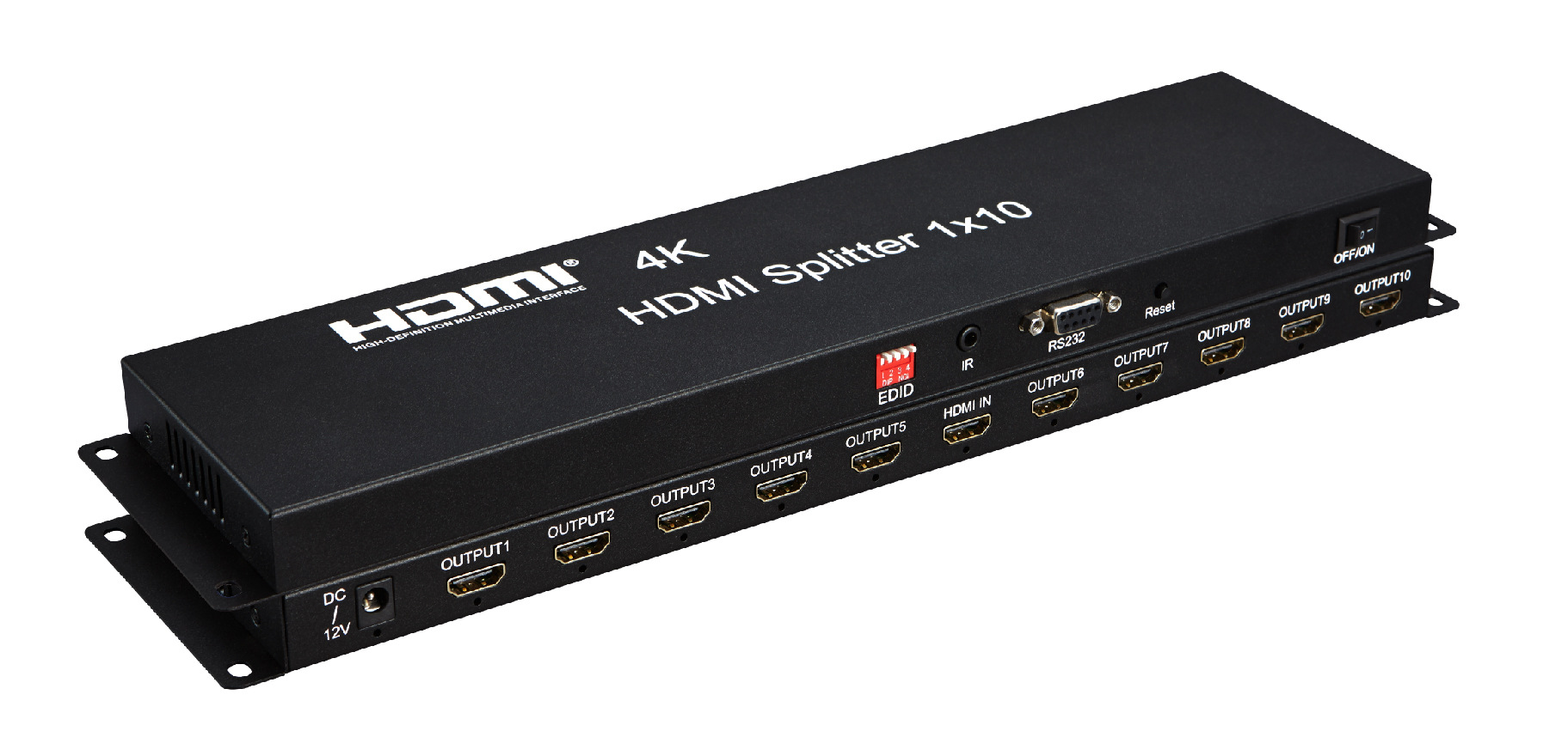 hdmi分配器一分十 一进十出4k数字高清视频分屏器 1进10出显示器