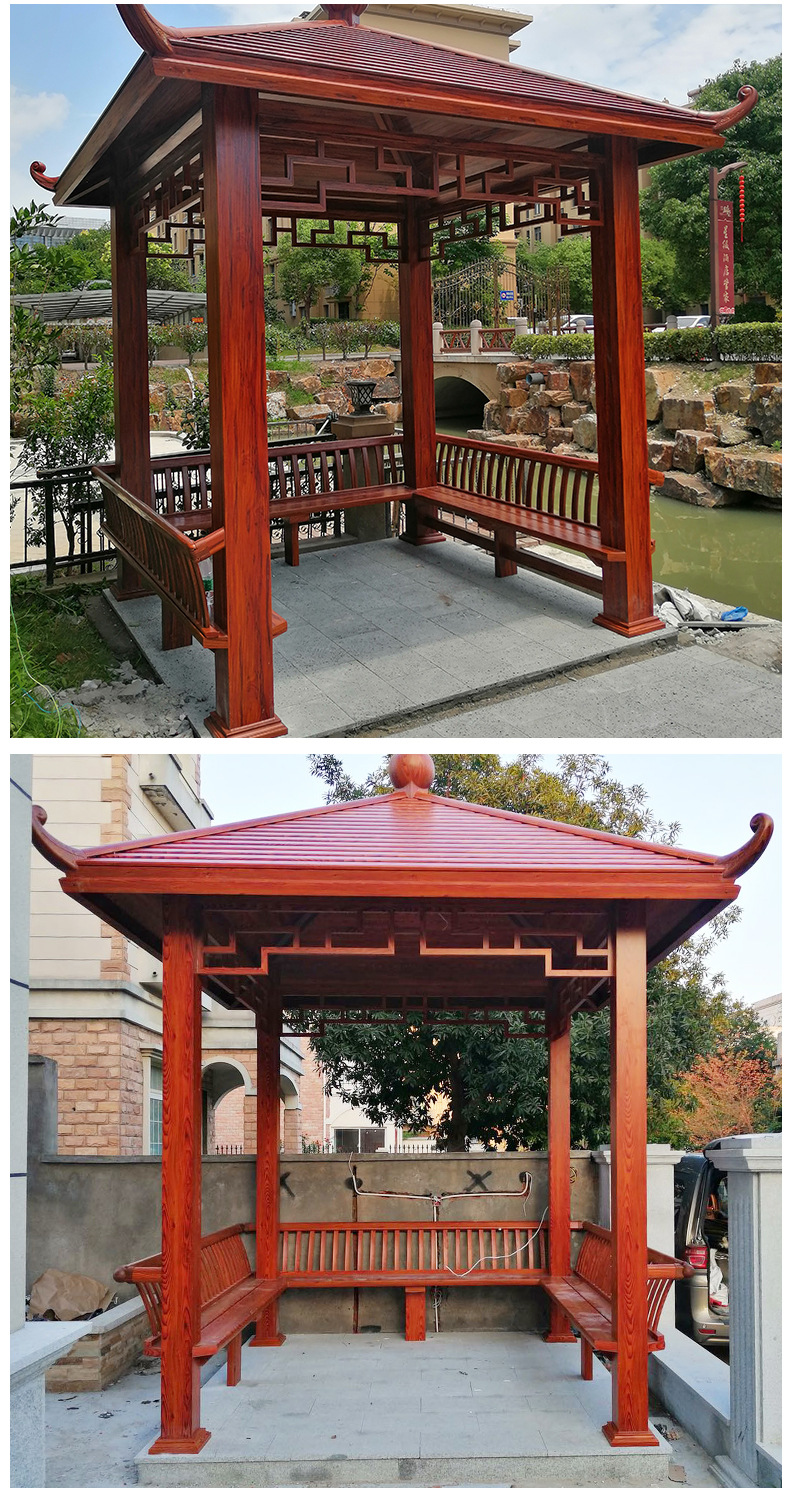 铝合金四角凉亭 厂家定制户外防腐木凉亭 庭院景观亭仿古四角凉亭