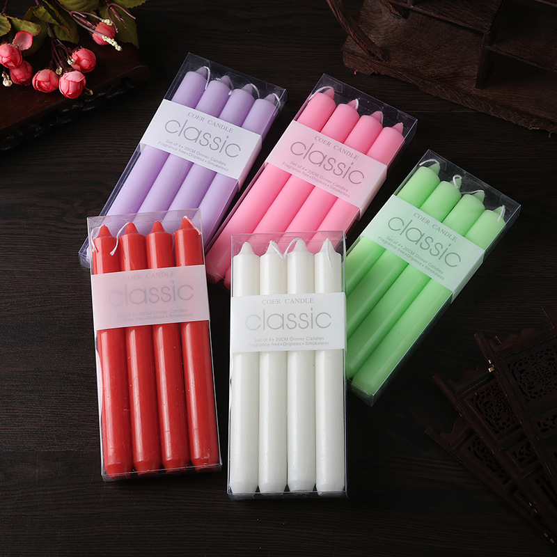 European-Style Classic Red and White Straight Pole Candle Power Failure Emergency Long Brush Holder Candle Romantic Wedding Candlelight Dinner Props Cross-Border