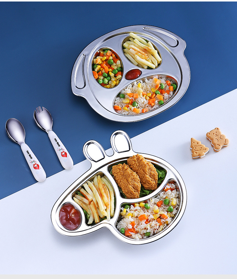 宝宝304不锈钢餐盘儿童卡通分格餐盘幼儿园食堂加深快餐盘辅食盘