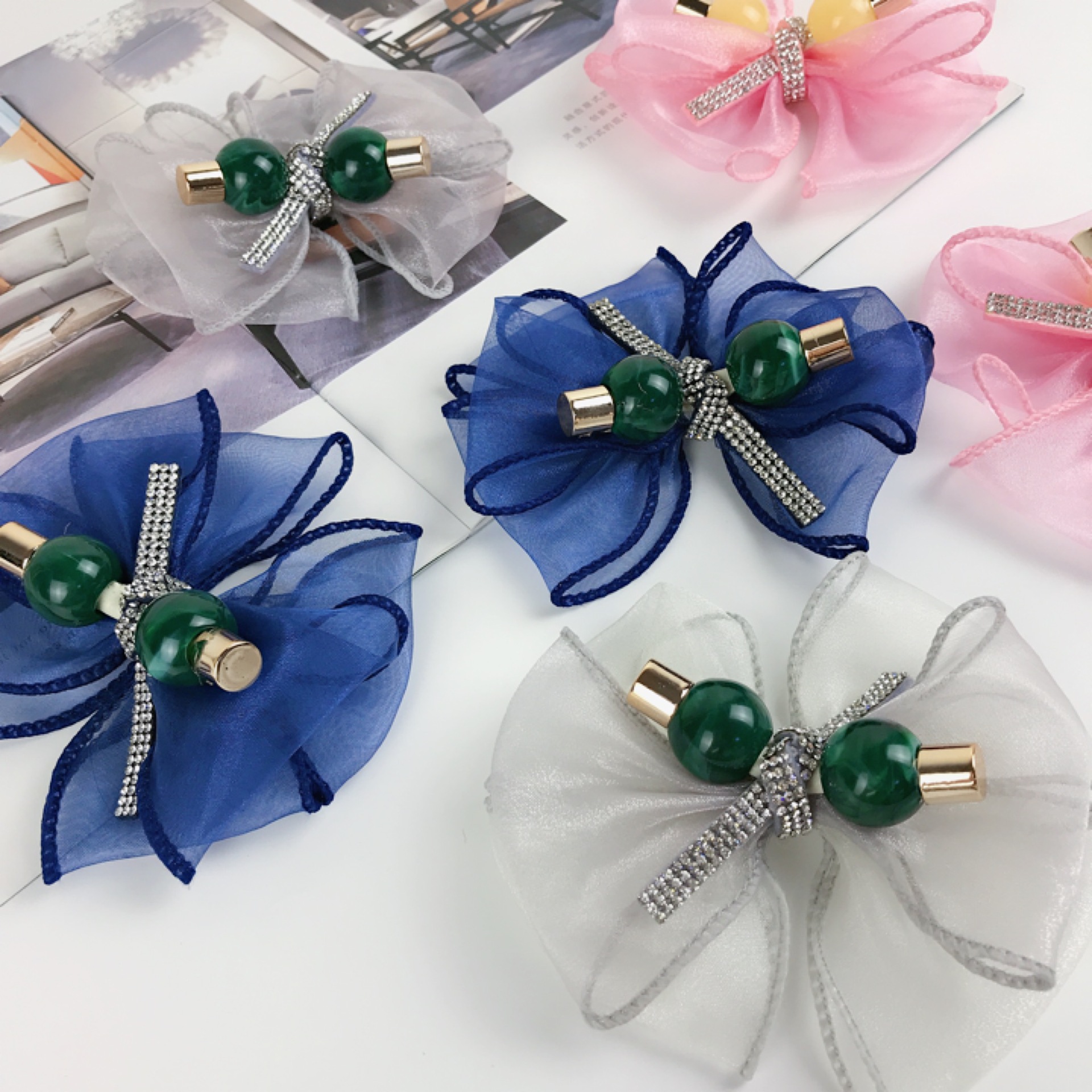 新款日系花朵网纱蝴蝶结鞋花 手工diy发饰饰品配件鞋辅料厂家直销