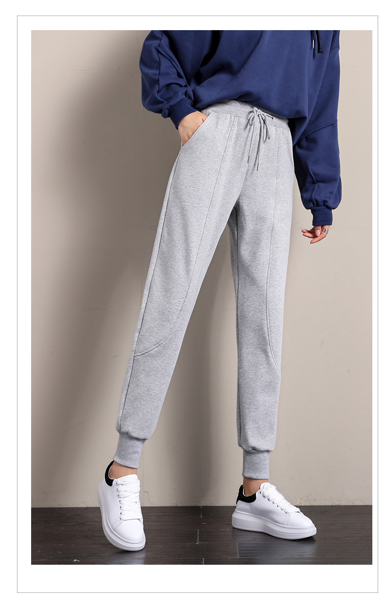 2020新款加绒运动裤女冬季宽松束脚卫裤休闲女裤秋冬显瘦加厚裤子