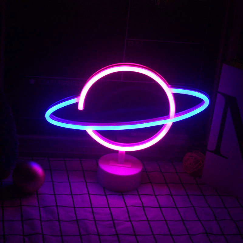 Planet Neon Light Led Modeling Lamp Romantic Decoration Decoration Lamp Ins Modeling Lamp Led Desktop Neon Light