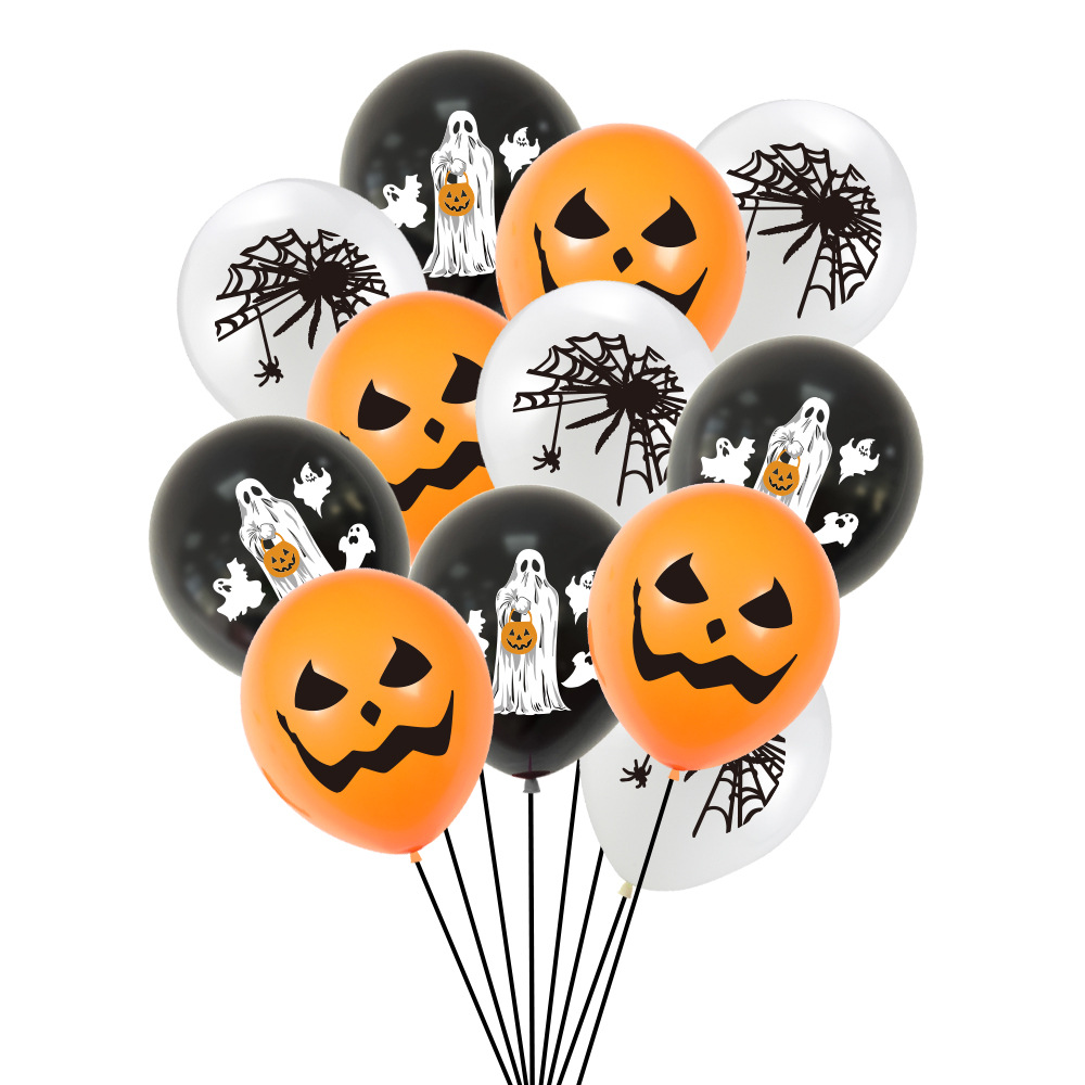 New Halloween Party Decoration Balloon Set Pumpkin Spider Ghost Print Rubber Balloons Wish