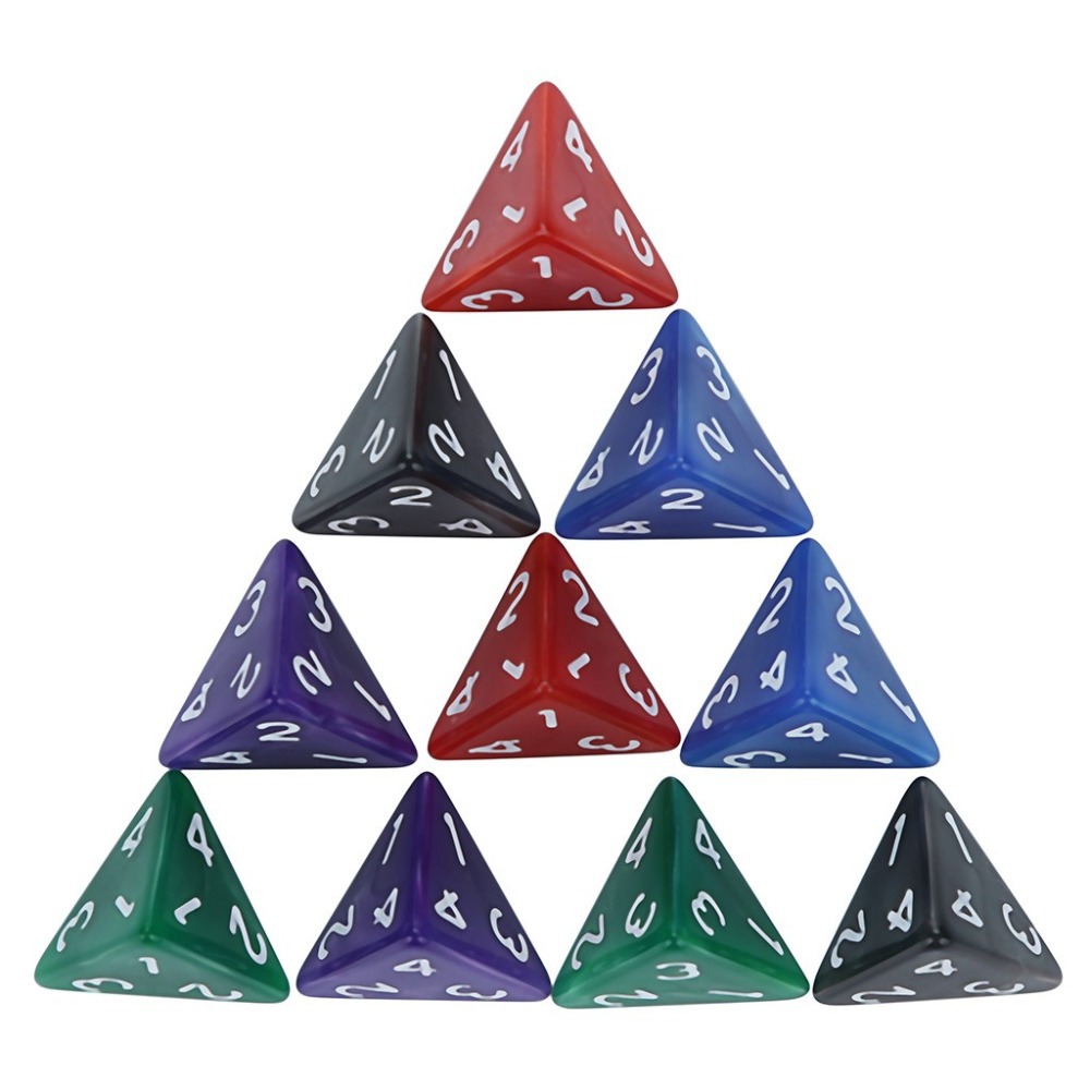 4面透明多色骰子 菱形数字两种排列色子dnd游戏计数玩具多面数字