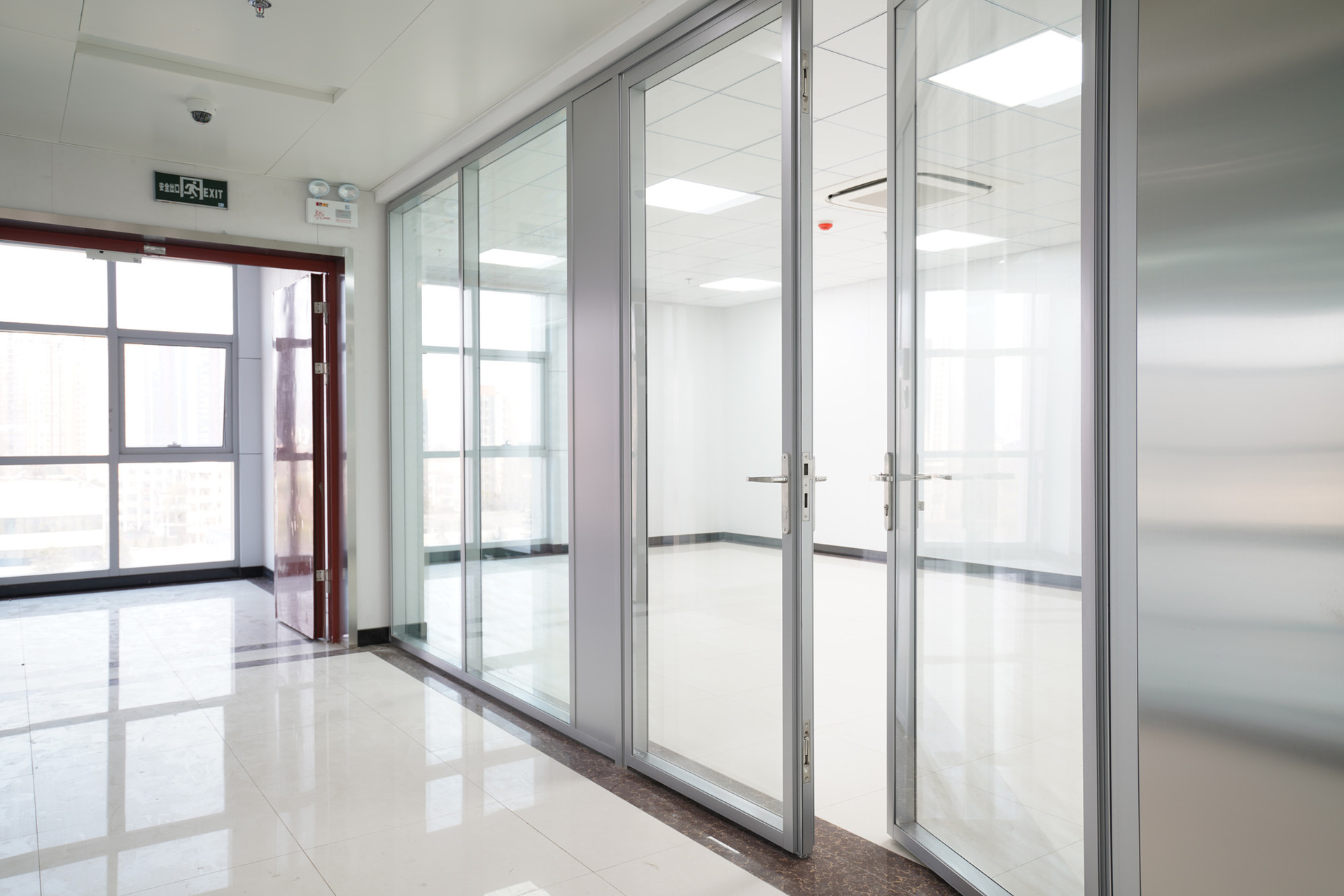 办公通道双玻隔断平开门实验室钢制入户双层玻璃门车间玻璃双开门