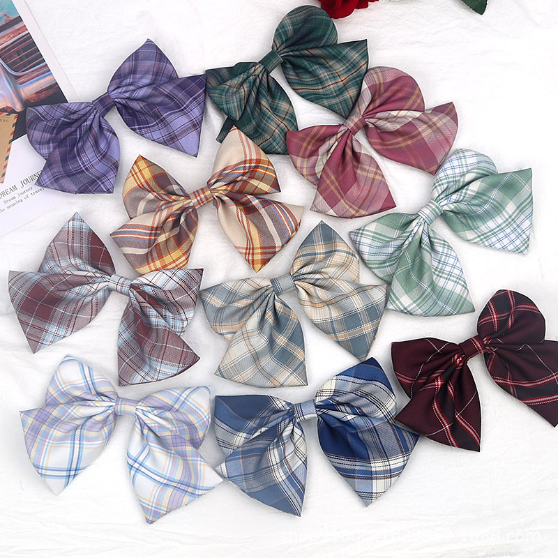 网红大蝴蝶结发夹jk布艺弹簧夹制服格子鸭嘴夹少女可爱后脑勺顶夹