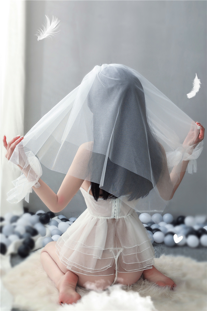 情趣内衣甜美新娘装制服蕾丝清纯白色贝壳婚纱性感透明公主套装