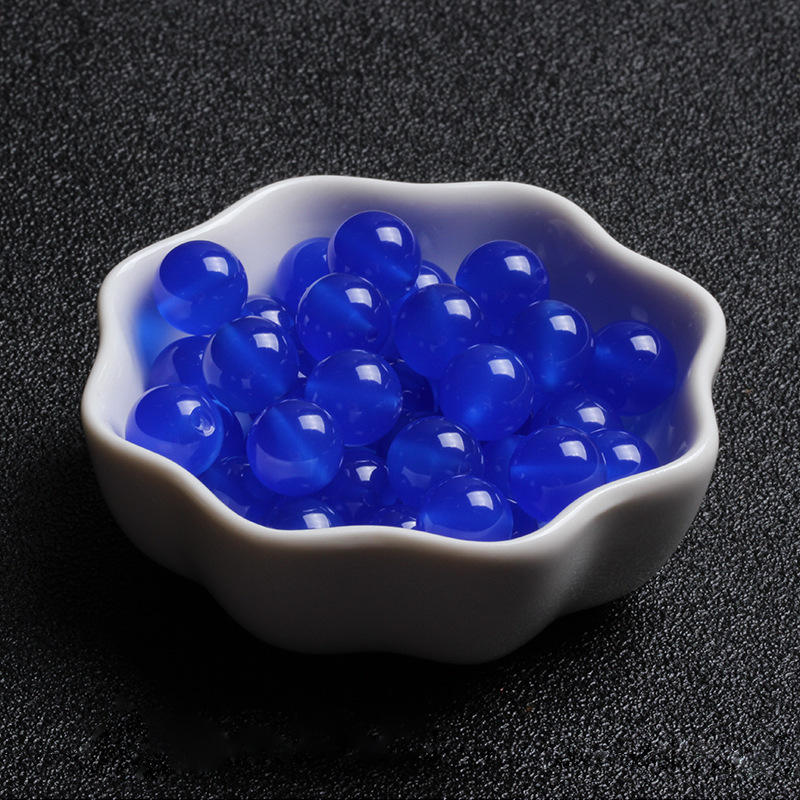 蓝玛瑙散珠子半成品diy水晶饰品配件蓝色珠子串珠圆珠批发