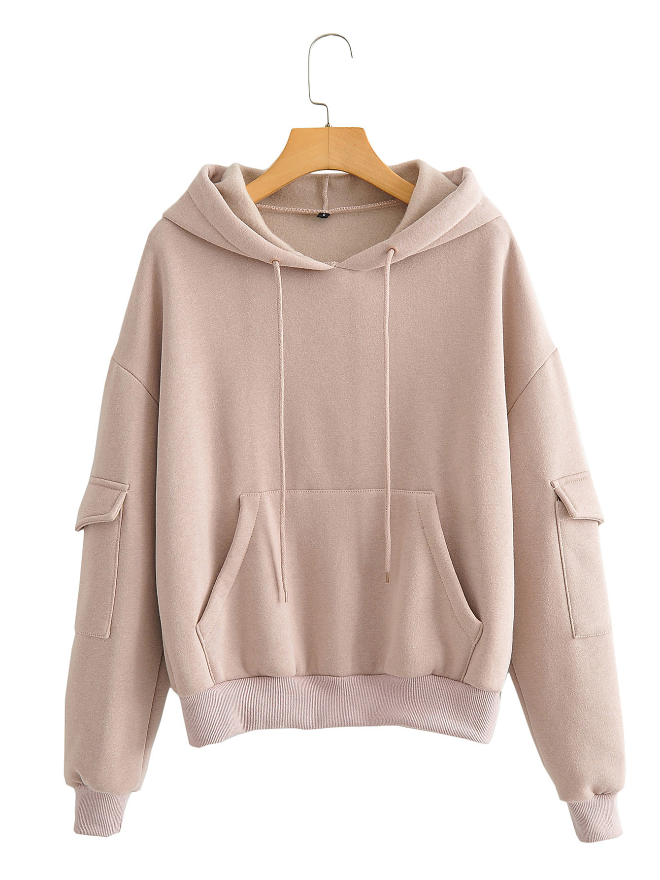 卫衣即墨童装穆斯林秋款女装纯色毛毛绒布连帽抽绳宽松休闲口袋长袖