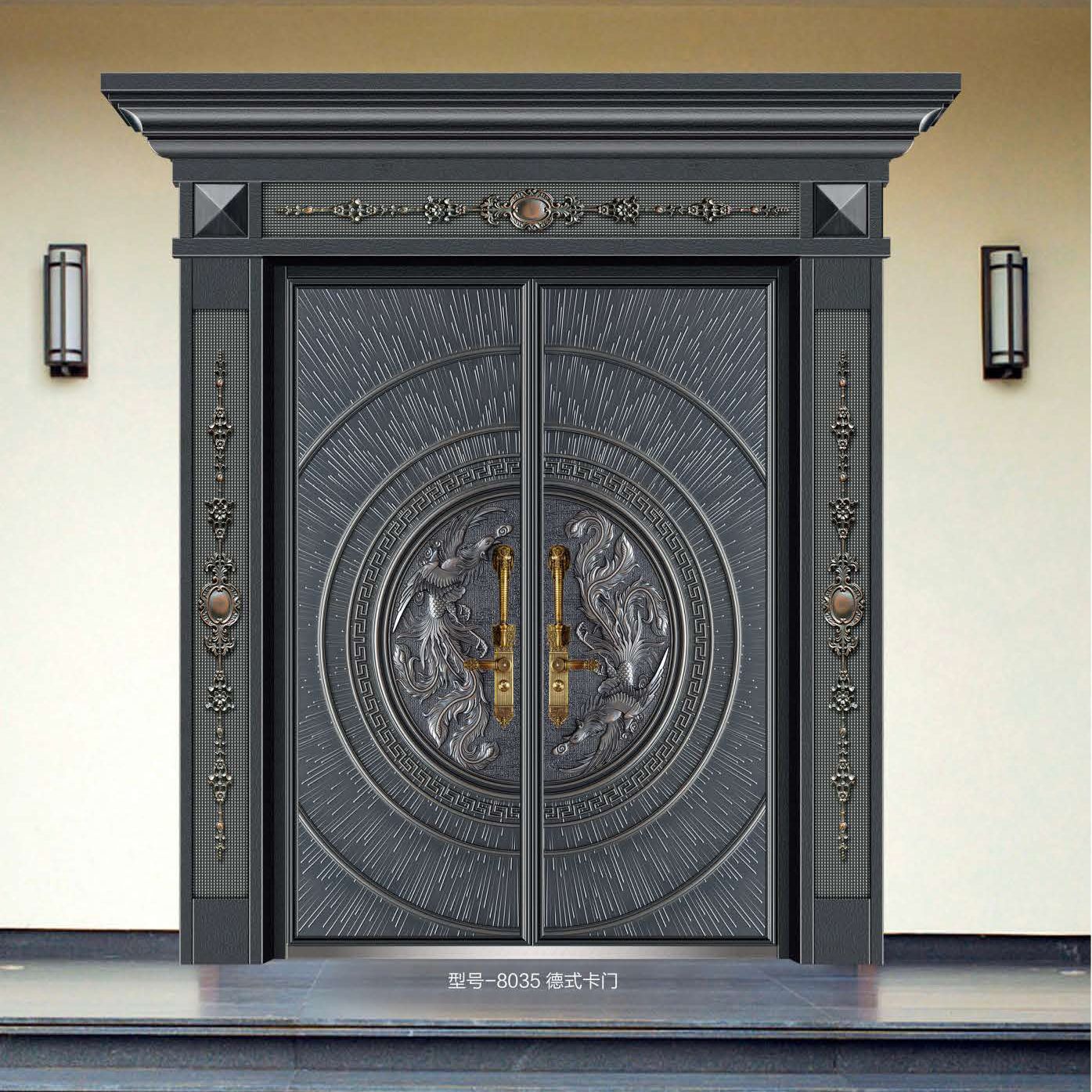 新款防爆铸铝大门轻奢别墅非标进户门德式铸铝卡门甲级防盗对开门