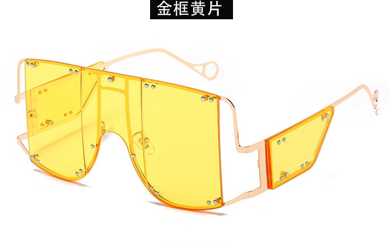 跨境热销大框金属太阳镜t800 朋克个性isn连体分割面罩蕾哈娜墨镜