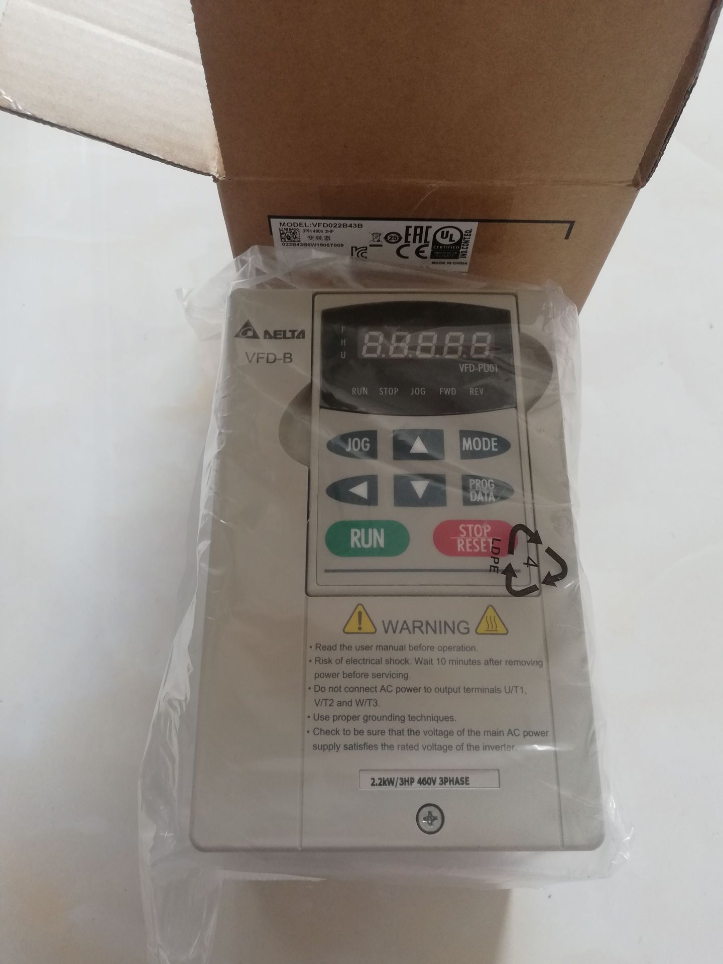 原装vfdb台达变频器vfd022b43b台达马达调速器22kw380v3hp