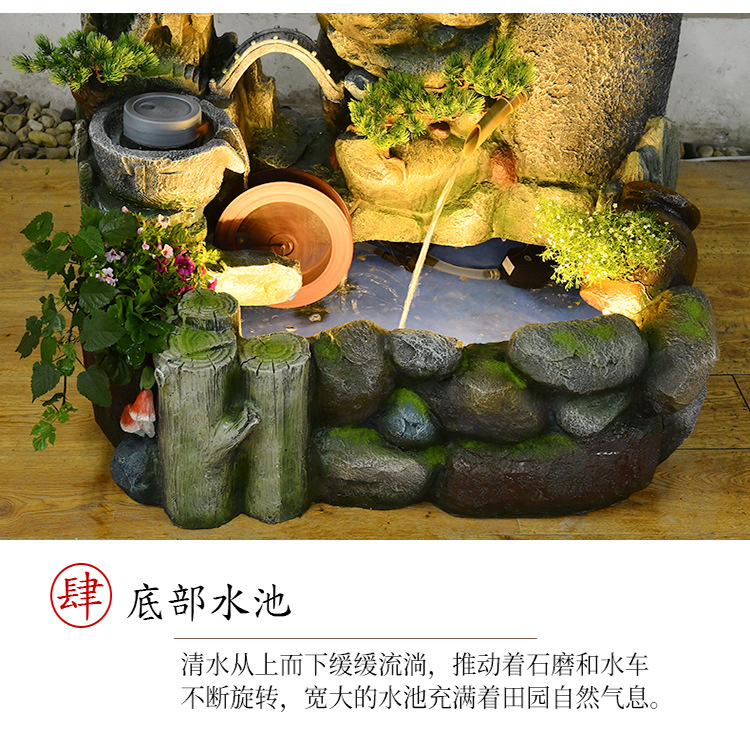 树脂假山流水喷泉小型鱼池阳台户外花园转运招财庭院循环造景摆件