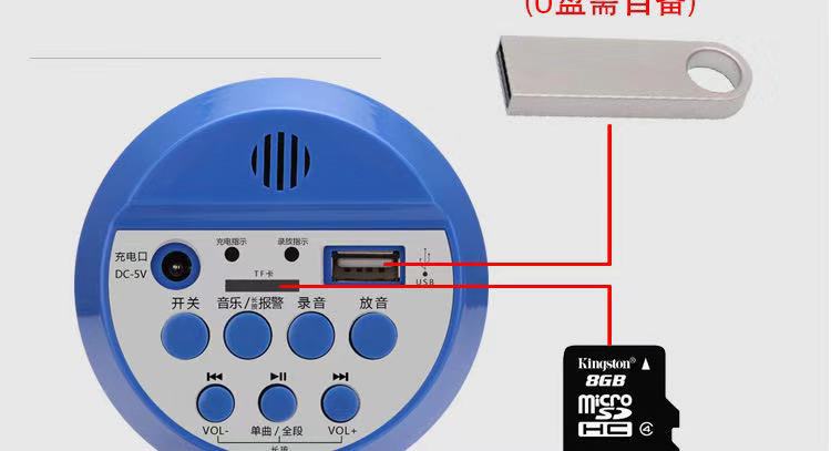 西安双钻蓝牙大声喊话器地摊宣传叫卖录音充电喇叭大功率手持扩音