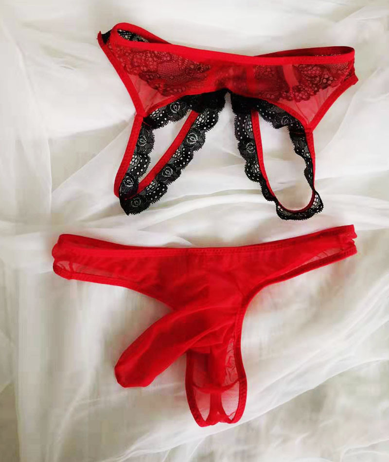 丁字内裤女超骚情侣内裤本命年女鼠年性感内裤女镂空内内可插男用