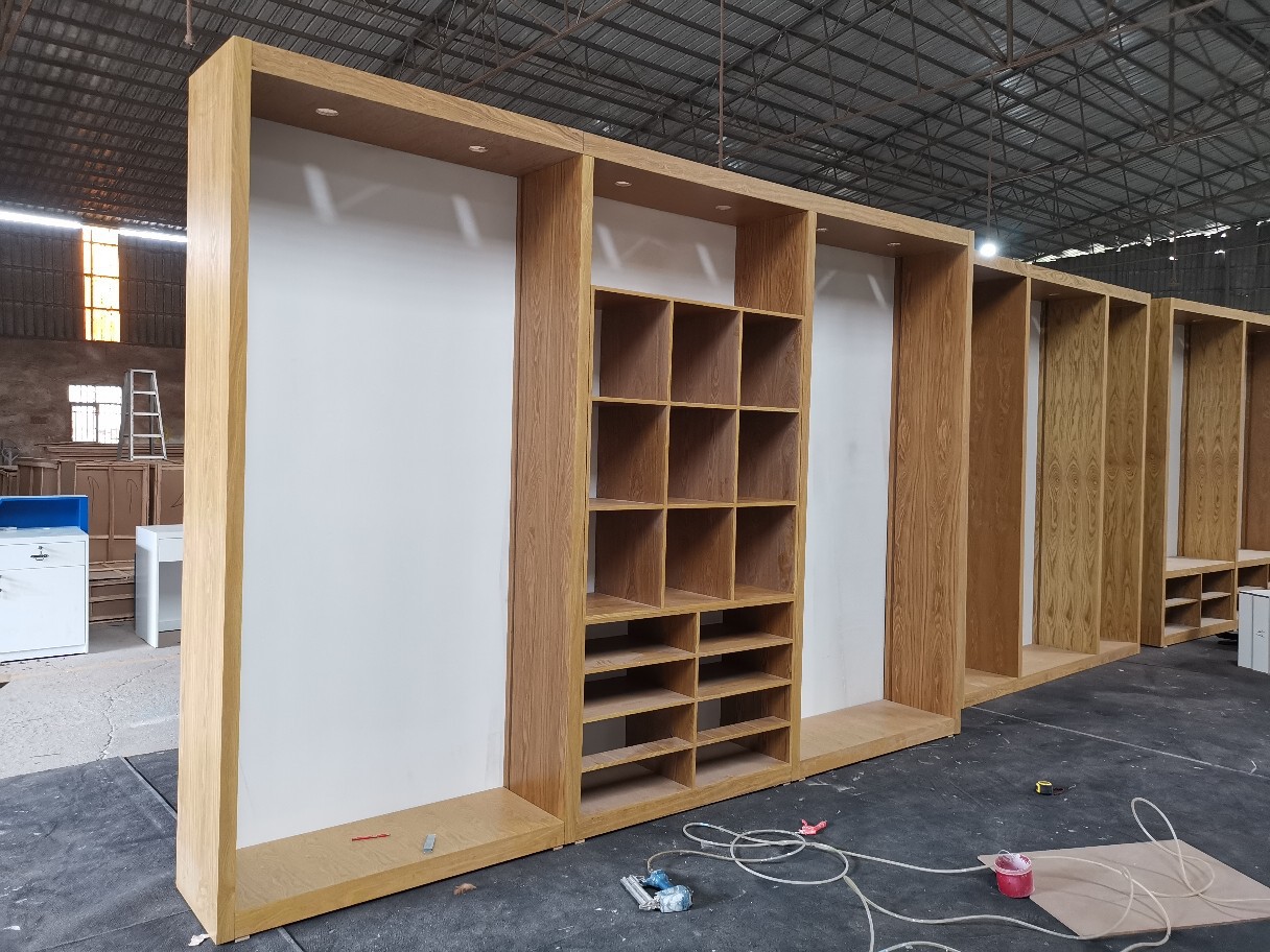 复古服装展示柜定制简约欧式鞋店鞋柜化妆品陈列柜烤漆木制高柜