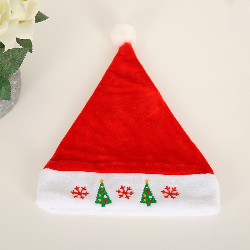 Gold Velvet Thickening Embroidery Christmas Hat Adult Santa Claus Elk Headdress Holiday Dress up Present Small Gift