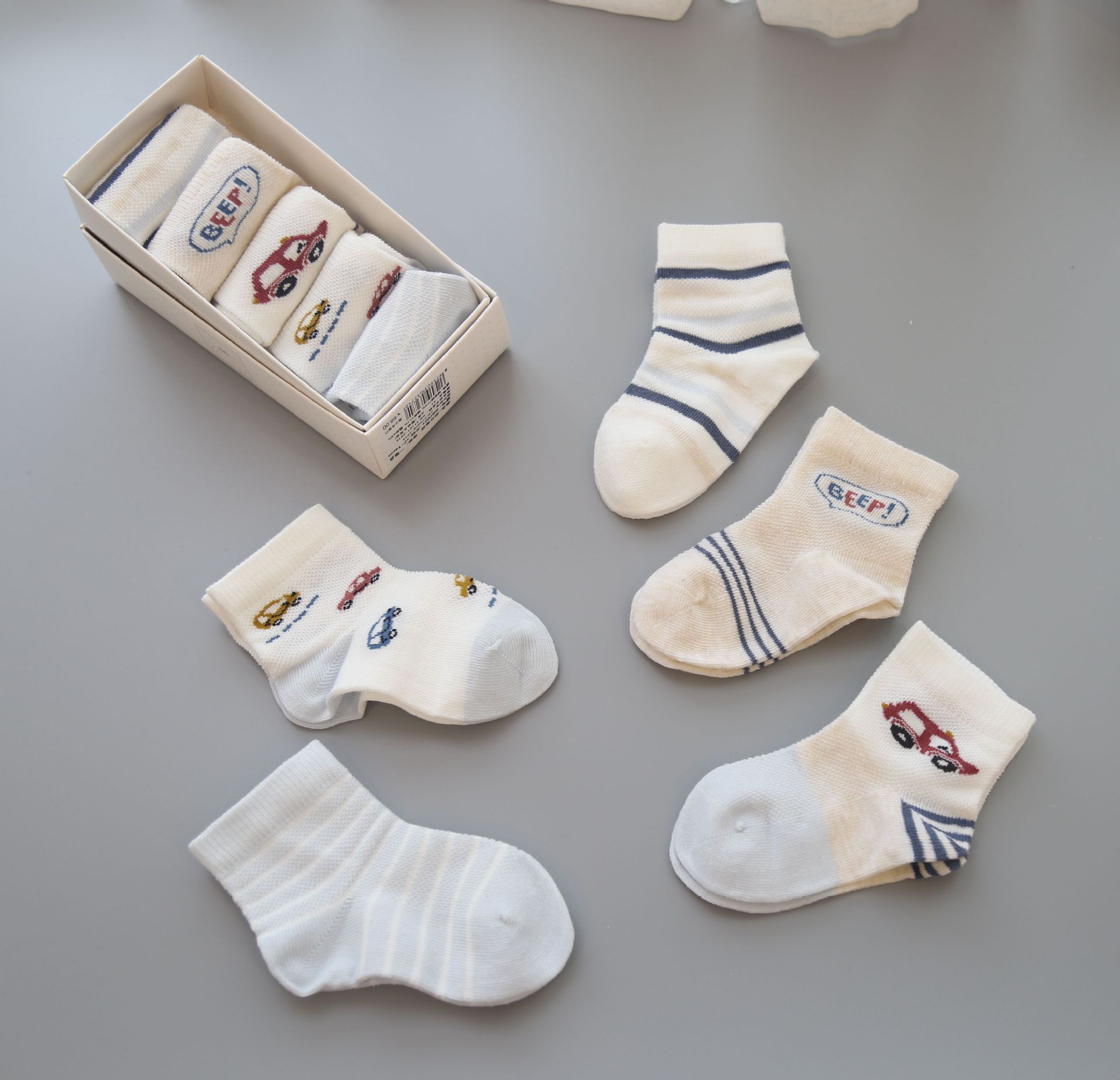 斑比童袜2020春夏新款儿童袜子宝宝袜卡通五双礼盒装袜a类婴幼