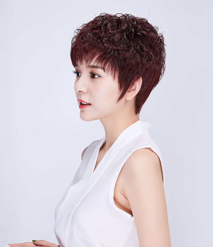 假发女短发短卷发中老年妈妈假发蓬松自然全头套女士真人假发套