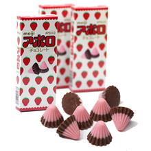 日本进口Meiji明治Apollo可爱太空船草莓巧克力46g小孩儿童零食