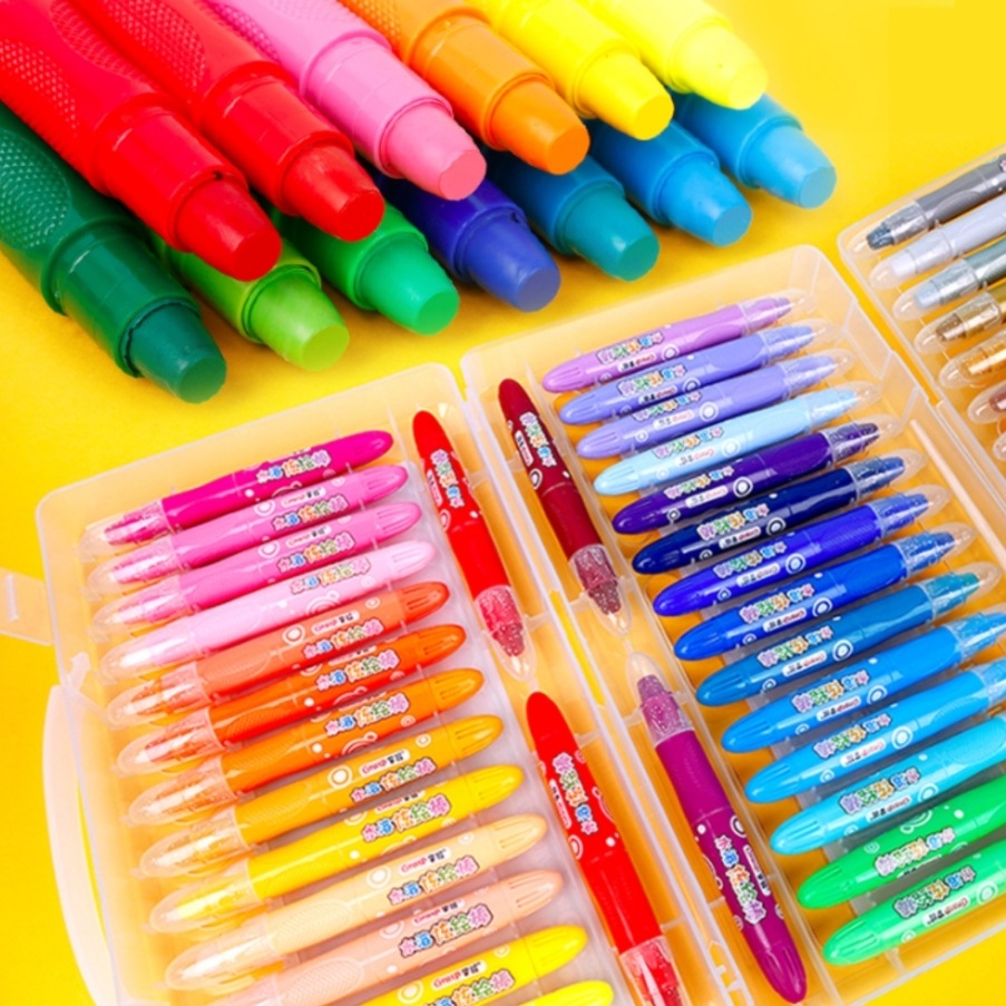 现货批发掌握水溶性油画棒旋转油画棒大容量超顺滑安全无毒炫彩棒