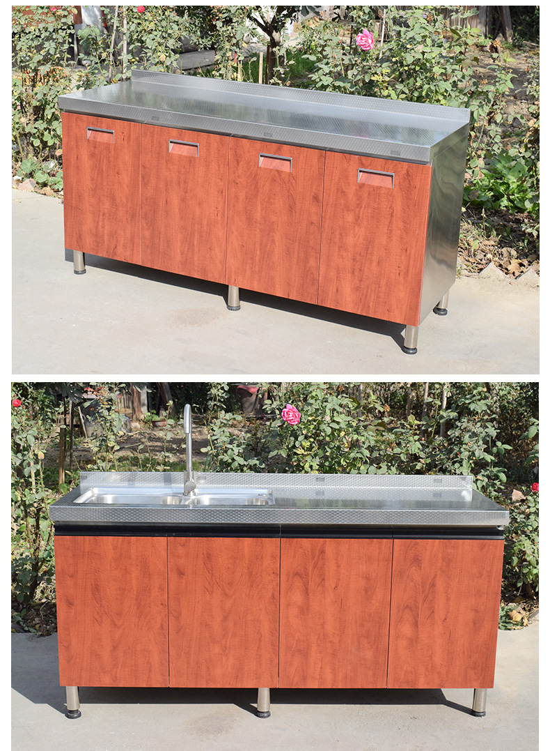 不锈钢整体橱柜 彩钢门板橱柜定制厨房用不锈钢橱柜 整体橱柜