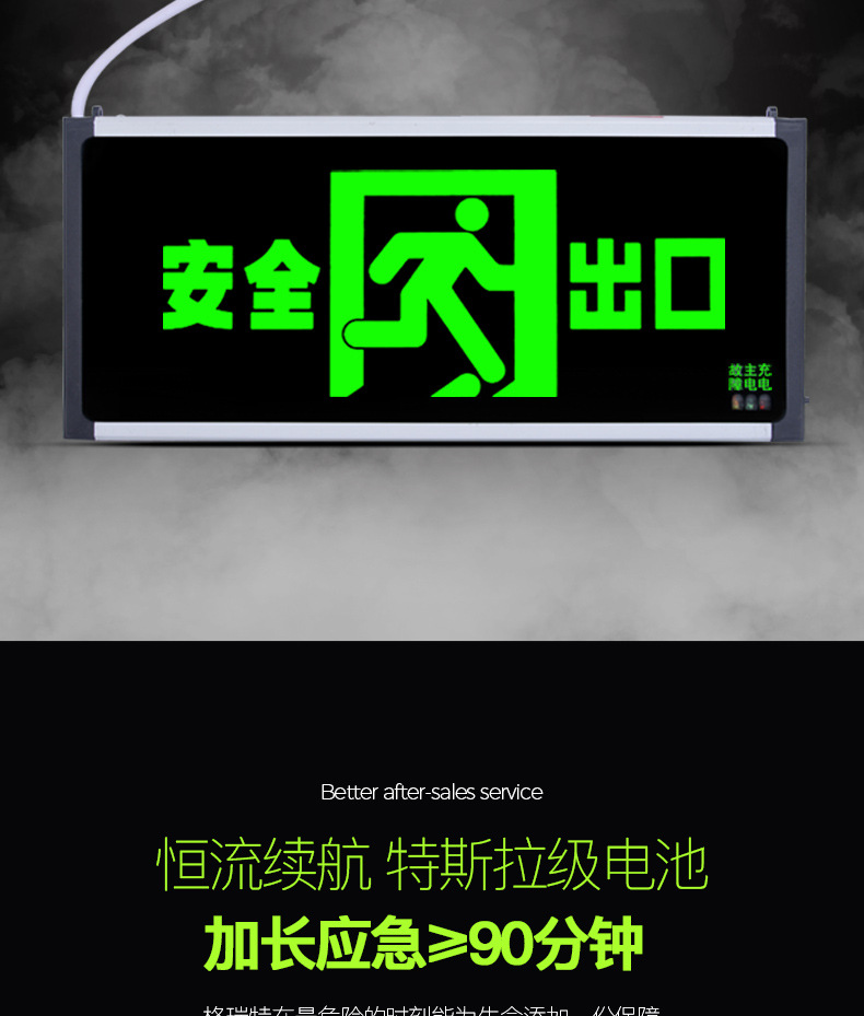 great新国标消防应急灯led高亮安全出口指示灯消防强启疏散标志灯